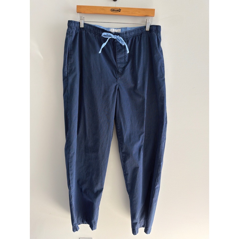 Reed Edward Mens Pajama Pants Navy Blue White Striped Cotton Blend Large 36-38 - Picture 2 of 10
